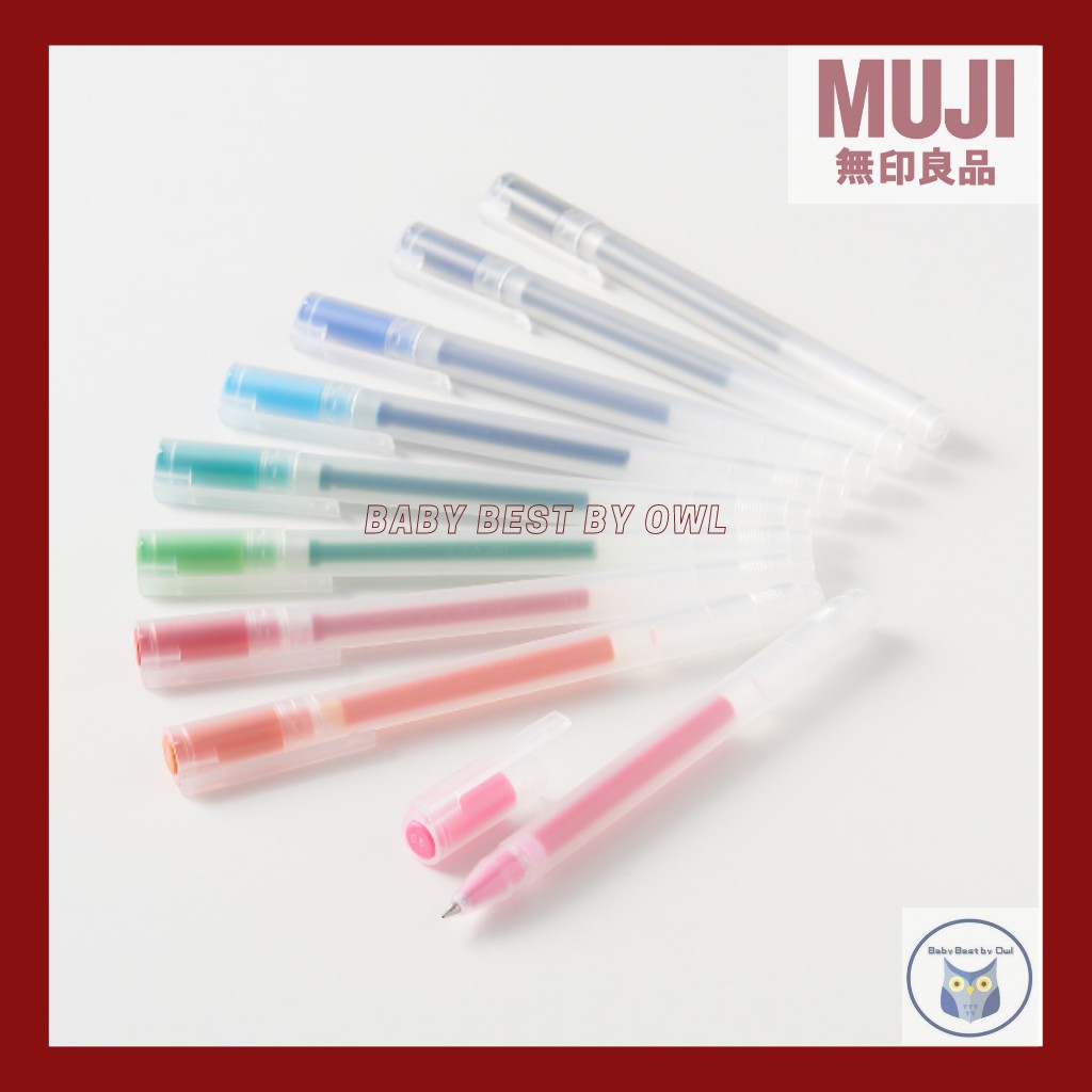 muji-พร้อมส่ง-ปากกาเจลแบบปลอก-ขนาด-0-38-mm-0-5-mm-0-7-mm-แบบกด-และ-แบบปลอก-smooth-gel-ink-ballpoint-pen