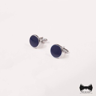 คัฟลิงค์น้ำเงินทรงกลม-Blue Circular Cufflinks