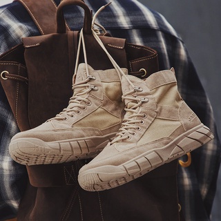 รองเท้าบูทมาร์ตินผู้ชายใหม่ระบายอากาศทนต่อการสึกหรอ ins khaki boots