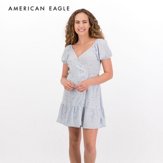 American Eagle Puff-Sleeve Wrap Dress ชุดเดรส ผู้หญิง (EWDR 039-6076-401)