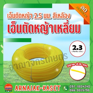 เอ็นตัดหญ้า เอ็นตัดหญ้าเหลี่ยม ขนาด 2.5มม. สีเหลือง ม้วน 2.3 กิโลกรัม