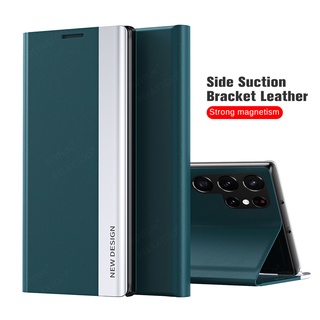 For Samsung Galaxy S22 Ultra Case Leather Magnetic Flip Cover For SamsungS22 S22Ultra 5G S 22 Plus Bracket Hard Shockproof Coque