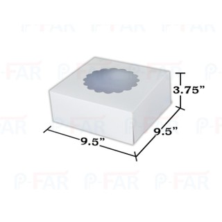 กล่องเค้กแม็ค 2 ปอนด์ ขนาด 9.5x9.5x3.75 นิ้ว สีขาว (10 ใบ) MP037_10P_INH109
