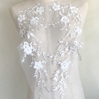 [Jiaxiu] Saskia สติกเกอร์ผ้าตาข่าย ปักลายดอกไม้ สามมิติ สีขาว สําหรับตกแต่งเสื้อผ้า งานแต่งงาน