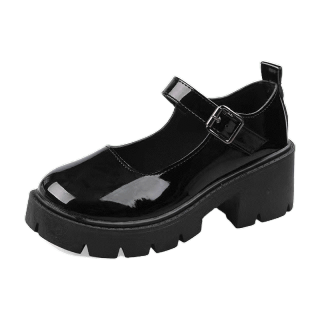 โปรโมชั่น Flash Sale : รองเท้าแมรี่เจน หัวกลม แบบมีส้น สำหรับผู้หญิง รองเท้านักเรียน สูง 4 ซม 3 สี