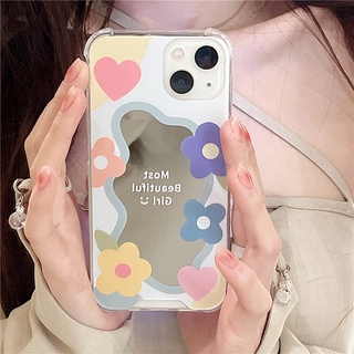 เคสโทรศัพท์มือถือกระจก ลายดอกไม้ สําหรับ Apple Iphone 15 14 13Promax 12 7 7plus 8 8plus x xr xs 11 12 13 pro max plus promax