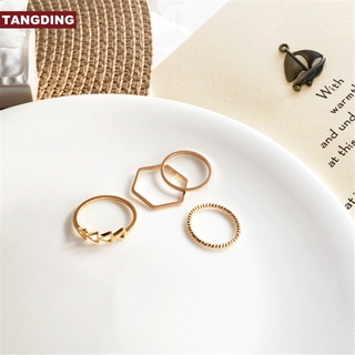 ภาพหน้าปกสินค้าTangding แหวนแฟชั่น สไตล์เรียบง่าย สำหรับผู้หญิง 4 ชิ้น ที่เกี่ยวข้อง