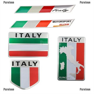 เพียวเลิฟ❥ สติกเกอร์อลูมิเนียม รูปธงอิตาลี 3D สําหรับติดตกแต่งรถยนต์
