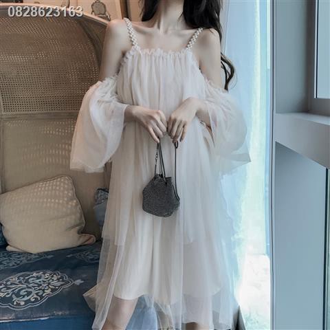 เดรสขาวชุดราตรีสาวอวบชุดออกงานเรียบหรูชุดไปงานแต่งสาวอวบ-ชุดใส่ไปงานแต่ง-ชุดเดรสสายเดี่ยวไหล่เดียวสไตล์ฮ่องกงยอดนิ