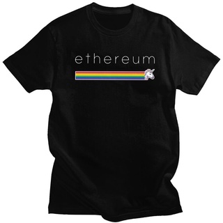 T-shirt  เสื้อยืดแขนสั้นลําลอง คอกลม ผ้าฝ้ายแท้ พิมพ์ลายยูนิคอร์น Crypto ETH สําหรับผู้ชายS-5XL