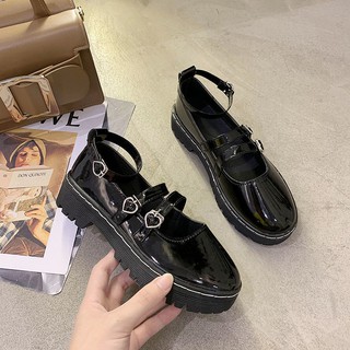 สินค้า 🔥Hot sale！ น้องสาวที่อ่อนนุ่มน่ารักรองเท้าหนังเล็ก ๆ น้อย ๆ ญี่ปุ่นหัวกลมนักเรียนหญิงป่ารองเท้าตุ๊กตารองเท้าแบนด้านล่าง