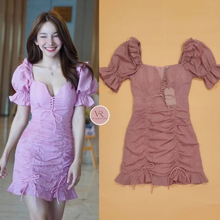 Dress แขนพองแต่งสม็อคระบายปลายแขน 🌷🧸VR Signature​ by VORA 🧸🌷