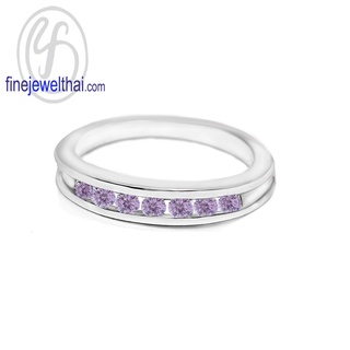 Finejewelthai-แหวนอะเมทิสต์-อะเมทิสต์-แหวนพลอย-แหวนเงินแท้-พลอยประจำเดือนเกิด-Amethyst-Silver-Ring-Birthstone-R1028amt