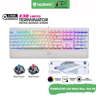 💥Free MousePad💥NUBWO KEYBOARD(คีย์บอร์ด)Gaming รุ่นTerminator X30 Limited White(Blue,Red Switch)