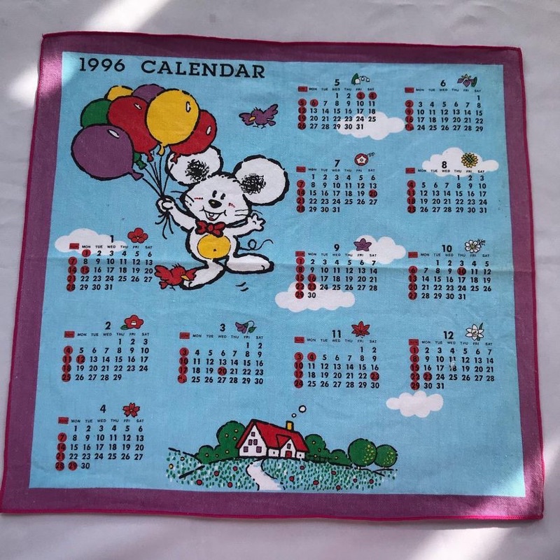 calender-1996-ผ้าเช็ดหน้าปฏิทินวินเทจ