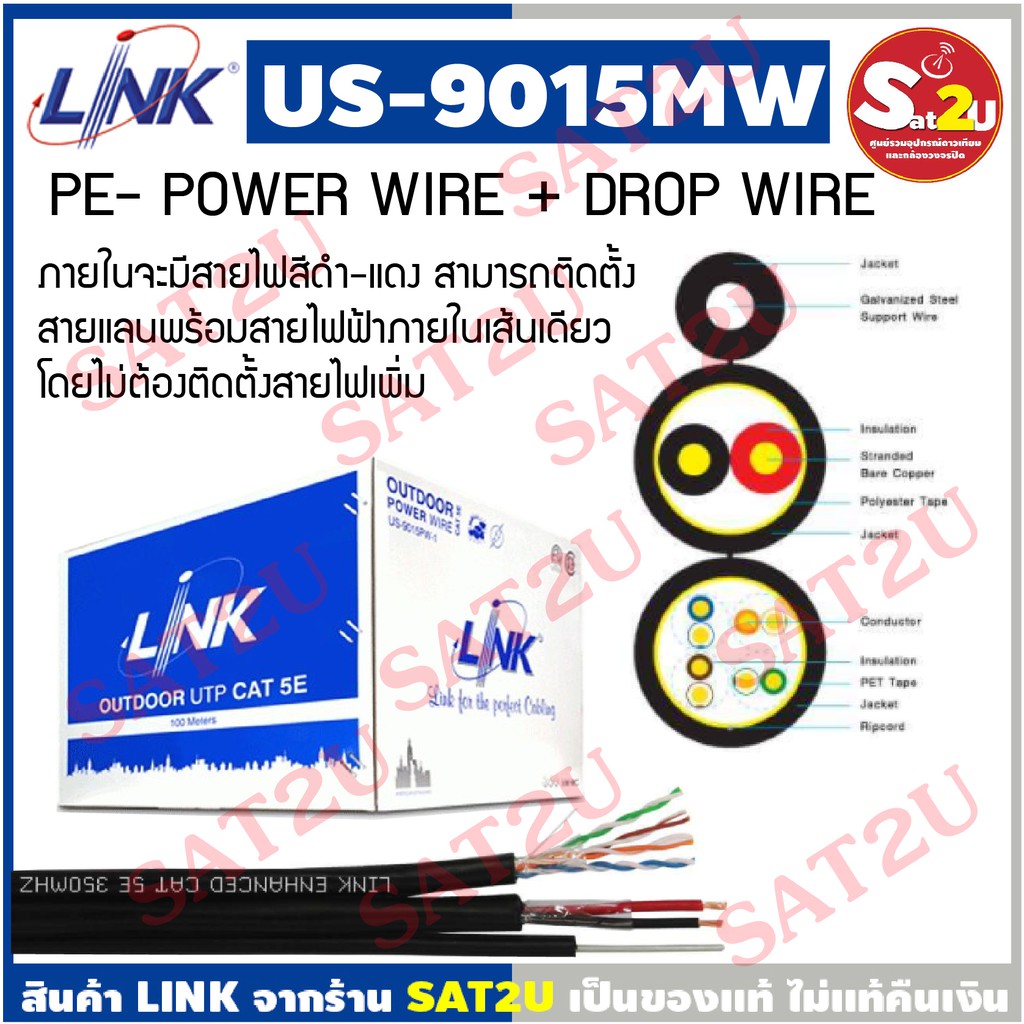 link-us-9015mw-1-cat5e-ไฟ-สลิง-100-เมตร-ภายนอก-outdoor-สีดำ-พร้อมกล่องสำหรับดึงสายง่าย-พร้อมส่ง-ส่งไว-sat2u