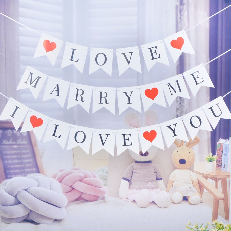 ธงขอแต่งงาน-ธงตกแต่งปาร์ตี้-ตัวอักษร-i-love-u-marry-me-ราคาถูก-พร้องส่งค่า