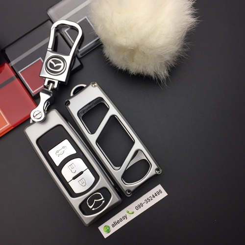 กรอบ-เคส-ใส่กุญแจรีโมทรถยนต์-รุ่นกรอบเหล็ก-mazda-2-3-cx-3-5-8-smart-key-3-ปุ่ม