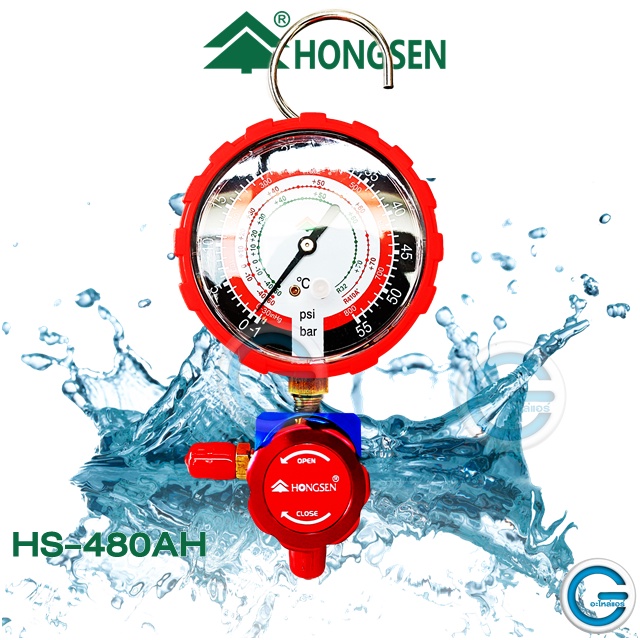 ภาพสินค้าhongsen เกจเดี่ยว HS-468AL-AH R32,R410a Manifold gage เกจเดี่ยว 80 mm. ANALOG แบบเข็ม มีปลอกยางกันกระแทก จากร้าน trueairservice บน Shopee ภาพที่ 1