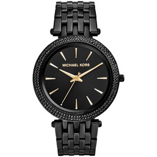 Michael Kors Womens Darci Crystal Bezel Black Ion Slim Watch MK3337