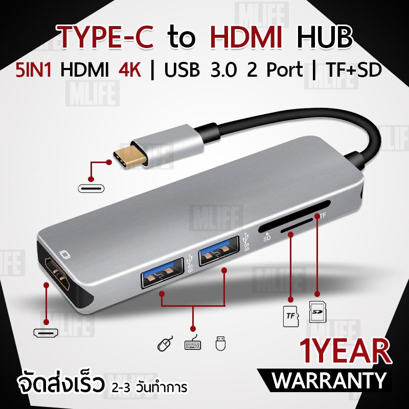 มัลติพอร์ต-5-ใน-1-อแดปเตอร์-hdmi-4k-usb-3-0-2-ช่อง-และ-micro-sd-tf-การ์ด-สำหรับ-คอมพิวเตอร์-แล็ปทอป-และ-สมาร์ทโฟน