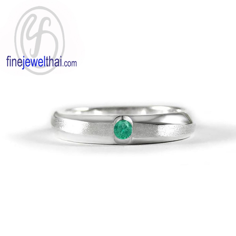 finejewelthai-แหวนมรกต-มรกต-แหวนเงินแท้-แหวนพลอย-พลอยประจำเดือนเกิด-emerald-silver-ring-r1247em