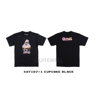 เสื้อยืดแขนสั้น  🎴 QW_T_107-1 CUPCAKE BLACK ดำ ชุดลำลอง