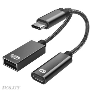 USB C OTG Adapter with Fast Charging Braided Cord PD 60W for Laptop