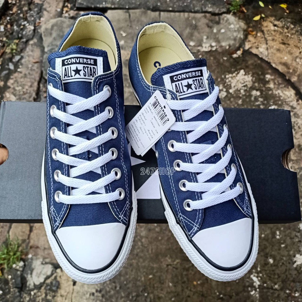 รองเท้าคอนเวิร์ส-รองเท้าผ้าใบ-ออลสตาร์-converse-all-star-ox-navy-m9697cna-ของแท้-100-พร้อมส่ง