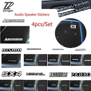 ภาพหน้าปกสินค้าสติ๊กเกอร์เครื่องเสียงรถยนต์  4pcs Car Styling 3D Aluminum Audio Video Speaker Stickers For Mitsubishi X-trail Harman/Kardon JBL Accessories ซึ่งคุณอาจชอบสินค้านี้