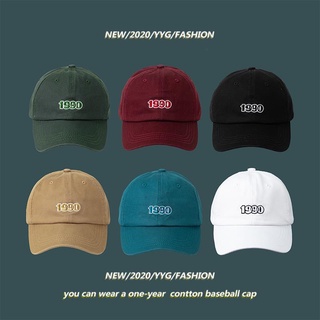 หมวกเบสบอล ปักลายตัวอักษร 1990 เข้ากับทุกการแต่งกาย สไตล์เกาหลี