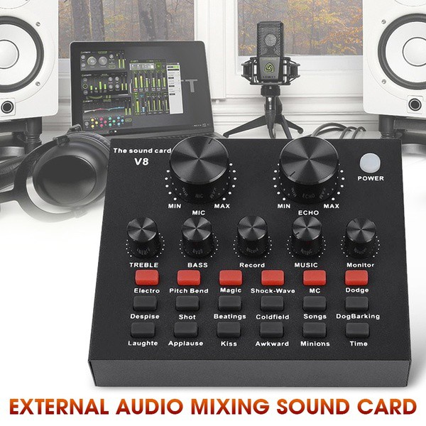 ภาพหน้าปกสินค้า️  พร้อมจัดส่ง ️ซาว์นการ์ดแปลงสัญญาณเสียง V8 Live Stream audio interface External Audio Mixing Sound Card