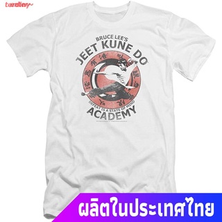 terdiny เสื้อยืดแขนสั้น Enter~ ผู้ชายและผู้หญิง Bruce Lee Premium Canvas T-Shirt Jeet Kune Do Academy White Tee Top Spor