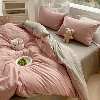 ชุดผ้าปูที่นอนพร้อมผ้านวม "สีชมพูเบจทูโทน "