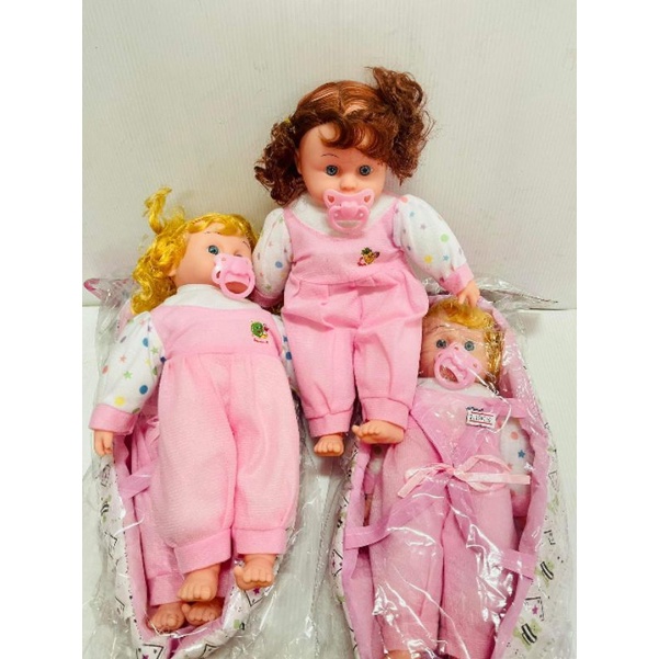 ตุ๊กตาเด็ก-ตุ๊กตาเด็กนอนในเบาะ-ตุ๊กตาดูดจุก-สีชมพู-ตุ๊กตาสีชมพู