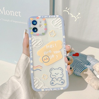 เคสโทรศัพท์มือถือแบบนิ่ม ใส ลายหมีน่ารัก สําหรับ IPhone 14 13 12 Pro max11 Pro MAX 6S 7 8 Plus XR