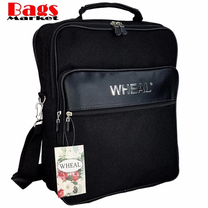 bagsmarket-แบรนด์-wheal-กระเป๋าสะพายข้าง-กระเป๋าสะพายไหล่-กระเป๋าใส่เอกสาร-ขนาด-14-นิ้ว-code-f850-black