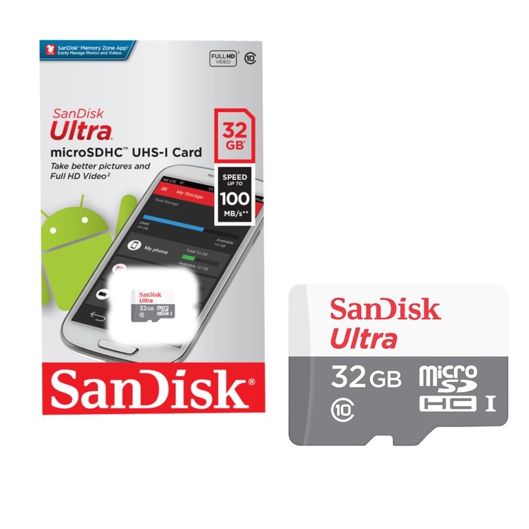 MICRO SD CARD (เอสดีการ์ด) 32GB Sandisk Ultra SDSQUNR032GGN3MN UHSI