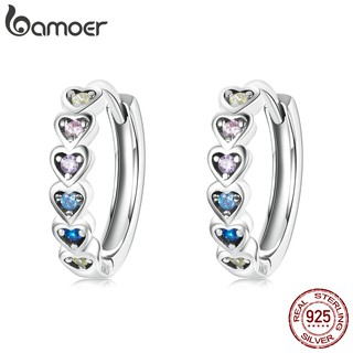 ภาพหน้าปกสินค้าBamoer 1 Pair Hoop Earrings 925 Silver Rainbow Love Style Gifts For Women Fashion Jewellery Sce1275 ที่เกี่ยวข้อง