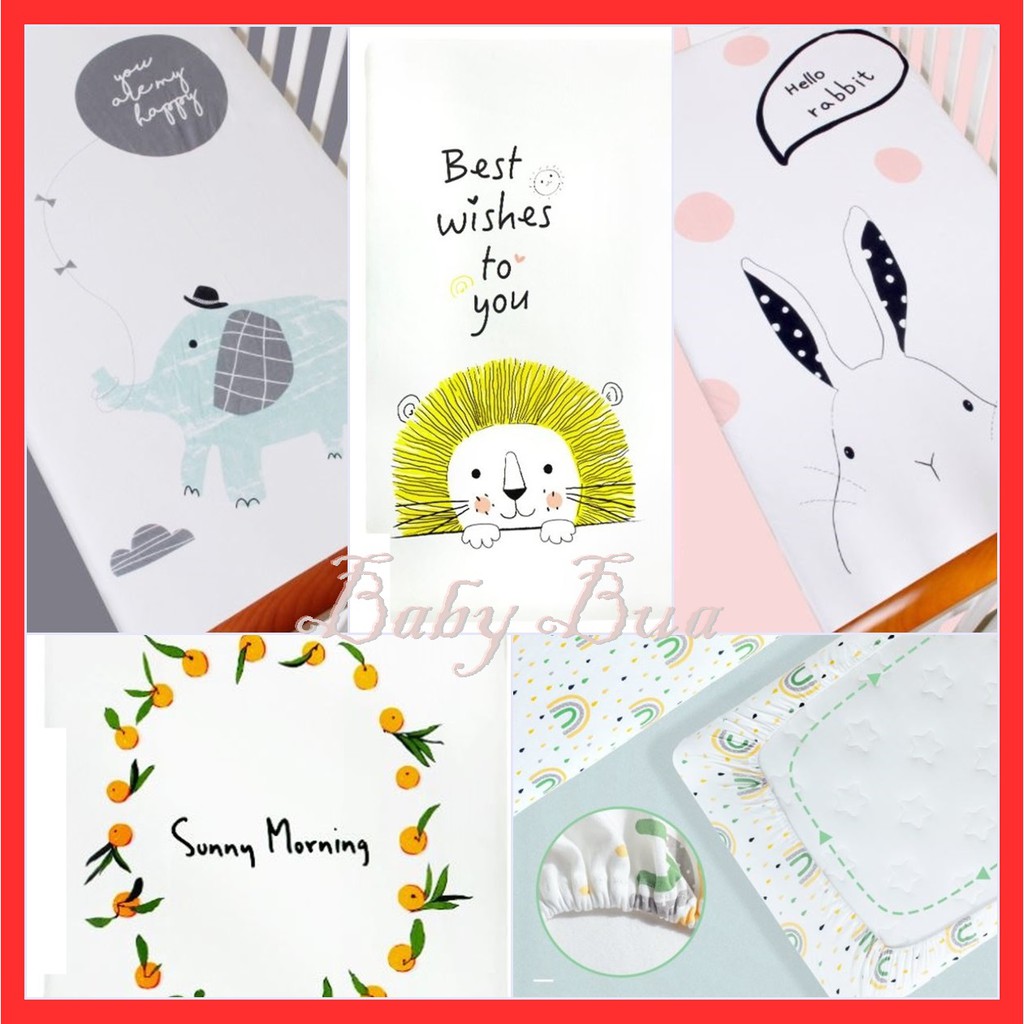 babybua-ผ้าปูเตียงเด็ก-พรีเมี่ยม-รัดมุม-ขอบยางยืด-ทำจากผ้า-cotton-100-คอตต้อน-ผ้าปูที่นอนเด็ก-ผ้าปูเบาะนอนเด็ก-พร้อมส่ง