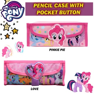 กระเป๋าดินสอ ทรงสี่เหลี่ยมผืนผ้า ลาย My Little Pony พร้อมซิปรูด และปุ่มกระเป๋า สําหรับเด็ก