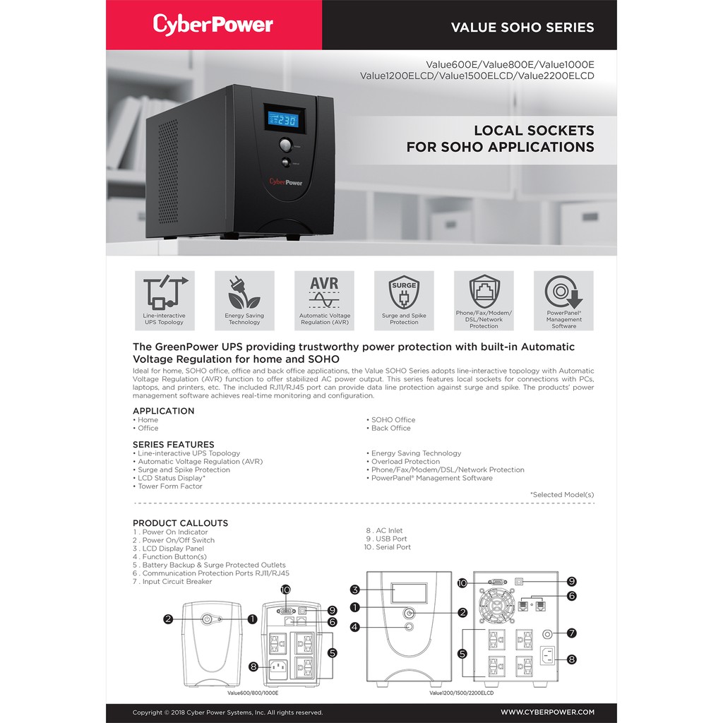 cyberpower-เครื่องสำรองไฟ-ups-รุ่น-value1500elcd-1500va-900w