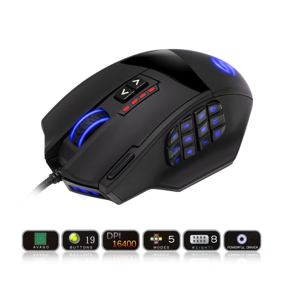 เกมมิ่งเมาส์มาโคร Utech Venus MMO edition 16400 dpi พร้อม Driver เม้ามาโคร เมาส์เกมมิ่ง gaming