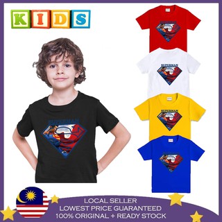 เสื้อยืด ผ้าฝ้าย 100% พิมพ์ลาย Superman Baju Budak Kecil แฟชั่นสําหรับเด็ก