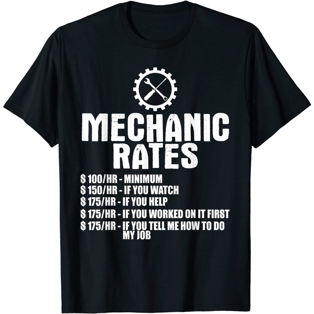 เสื้อยืด-ผ้าฝ้าย-แขนสั้น-พิมพ์ลาย-mechanic-rates-แบบเข้ารูป-สําหรับผู้ชาย