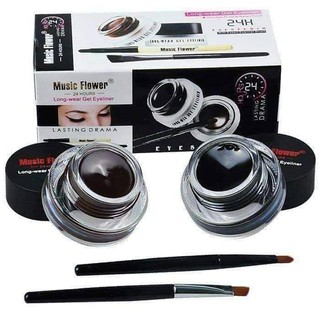 ภาพขนาดย่อของภาพหน้าปกสินค้าเจลเขียนคิ้ว เจลอายไลเนอร์ Music Flower 24 Hours Longwear Gel Eyeliner M1007 1กล่อง มี2ตลับ สีดำและสีน้ำตาล กันน้ำ 24ชม. จากร้าน novo_mall บน Shopee ภาพที่ 2