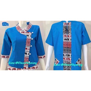 เสื้อผ้าฝ้าย/แต่งผ้าพิมพ์ลาย/มีกระเป๋าข้างผู้หญิง