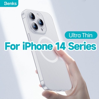 [Benks Official] เคสโทรศัพท์มือถือ PC แบบใส ผิวด้าน บางพิเศษ แม่เหล็ก ป้องกันลายนิ้วมือ สําหรับ IPhone 14 Plus Pro Max 0.9 มม.