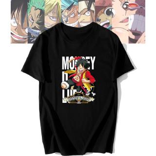 One PIece แขนสั้นเสื้อยืดชายฤดูร้อนน้ำแบรนด์นักเรียนลูฟี่พิมพ์อะนิเมะหลวมด้านบน