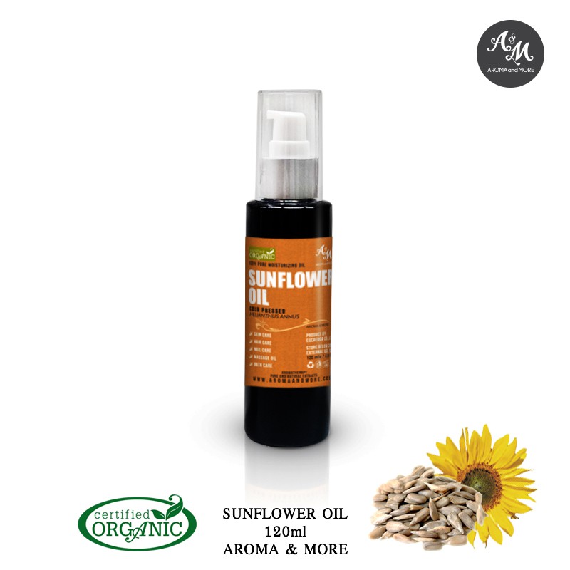aroma-amp-more-sunflower-oil-organic-น้ำมันเมล็ดทานตะวัน-cold-pressed-spain-cosmetic-grade-120-500-1000ml